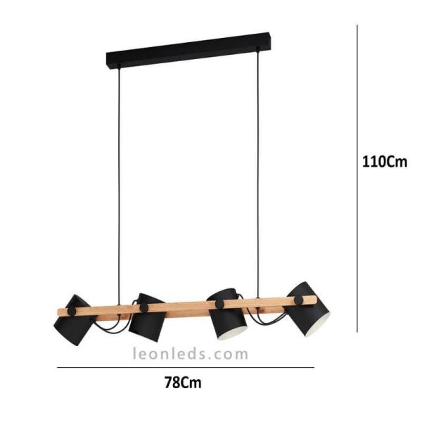 Plafonnier nordique Hornwood 4xE27 Dimensions Eglo Lighting | Éclairage LeonLeds