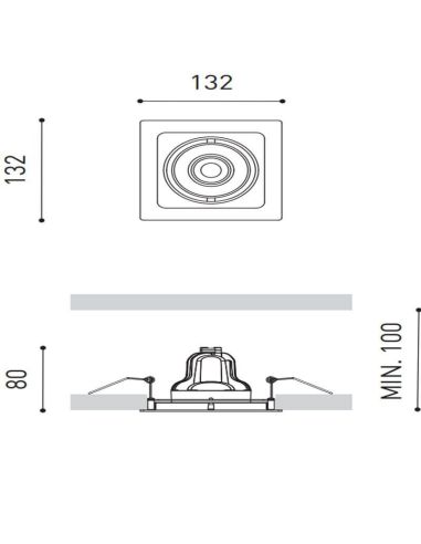 Medidas del foco empotrable LED Twist de Arkoslight | Leonleds