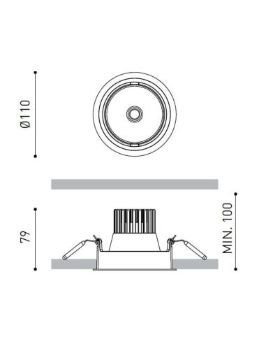 Dimensions du projecteur LED Arkoslight Wellit M 15W | LeonLeds