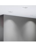Foco LED Twist Double colocado en techo e iluminado | Leonleds
