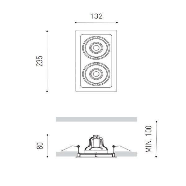 Dimensions du spot encastré Arkoslight Twist Double 7W | leonleds