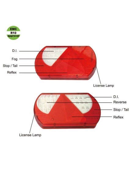 Piloto Trasero LED con Triangulo 12/24V 26017 Lucidity LeonLeds