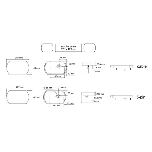 Dimensiones Piloto Trasero LED con Triangulo 12/24V 26017 Lucidity LeonLeds