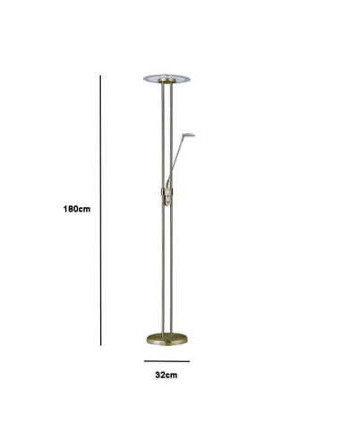 Dimensões Candeeiro de pé LED com luz natural Couro Eridani | leonleds
