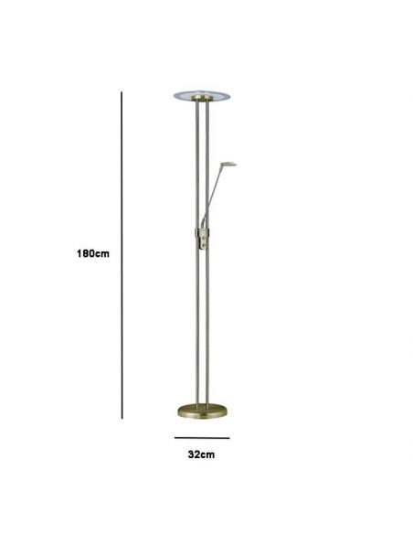 Dimensões Candeeiro de pé LED com luz natural Couro Eridani | leonleds