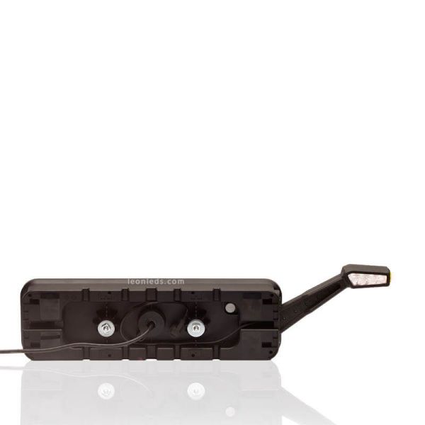 Dimensiones Piloto trasero LED con cuerno y triangulo FT-700 con cable Fristom FT-100 | LeonLeds