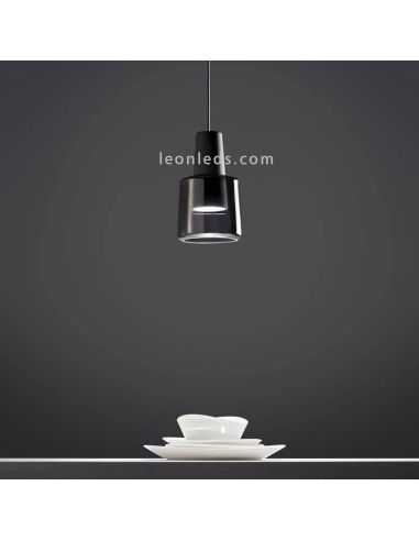 Lámpara colgante de cristal LED estilo oriental Khoi | LeónLeds Iluminación | Lámpara de cristal gris fumé