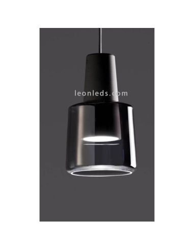 Lámpara colgante de cristal LED estilo oriental Khoi | LeónLeds Iluminación | Lámpara de cristal gris cemento