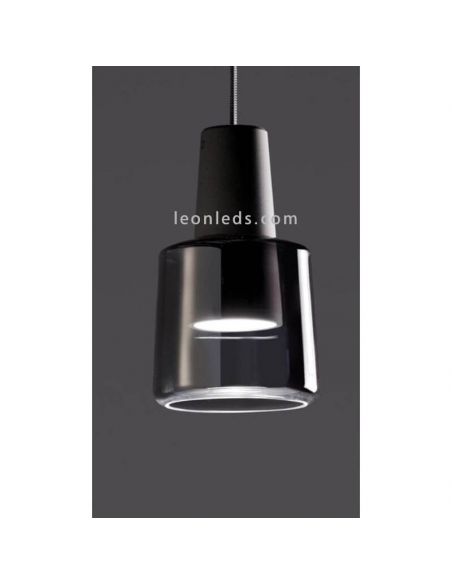 Suspension LED en cristal de style oriental Khoi | Éclairage LeónLeds | Lampe en verre gris ciment