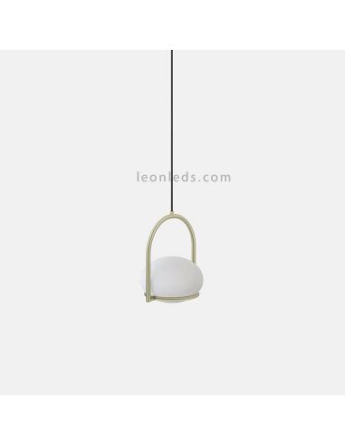 Lámpara colgante de metal con esfera moldeada blanca Coco E14 | LeónLeds Iluminación | Lámpara 1 luz dorada