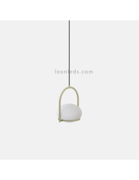 Lámpara colgante de metal con esfera moldeada blanca Coco E14 | LeónLeds Iluminación | Lámpara 1 luz dorada