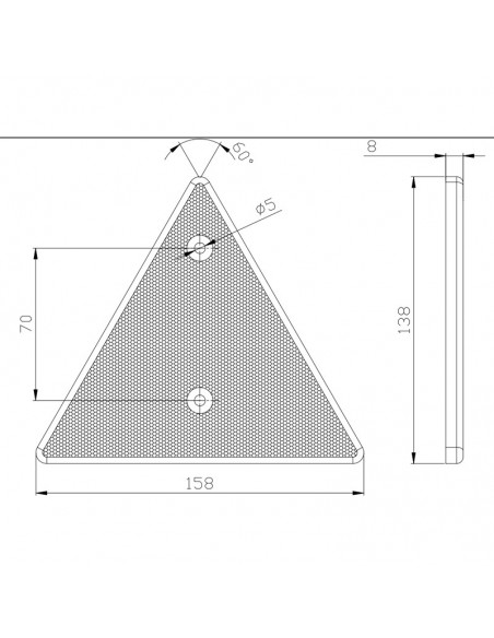 Dimensions du triangle réfléchissant approuvé pour installation avec des vis | LeonLeds réfléchissantes pour remorques