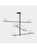 Suspensão de metal Coco E14 esfera moldada branca | LeónIluminação Leds | Lâmpada preta 6 luzes