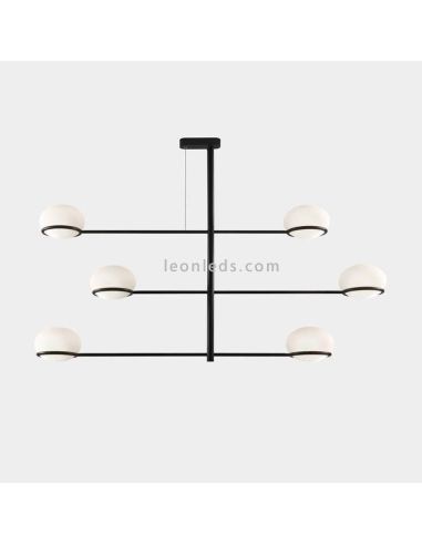 Lámpara colgante de metal con esfera moldeada blanca Coco E14 | LeónLeds Iluminación | Lámpara 6 luces