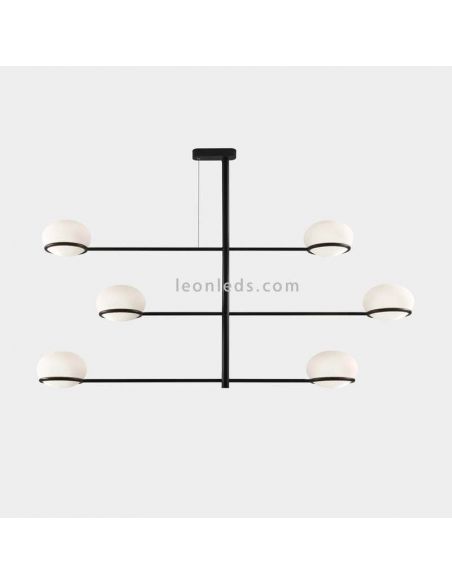 Lámpara colgante de metal con esfera moldeada blanca Coco E14 | LeónLeds Iluminación | Lámpara 6 luces