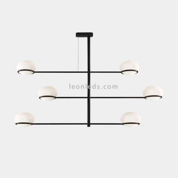 Lámpara colgante de metal con esfera moldeada blanca Coco E14 | LeónLeds Iluminación | Lámpara 6 luces