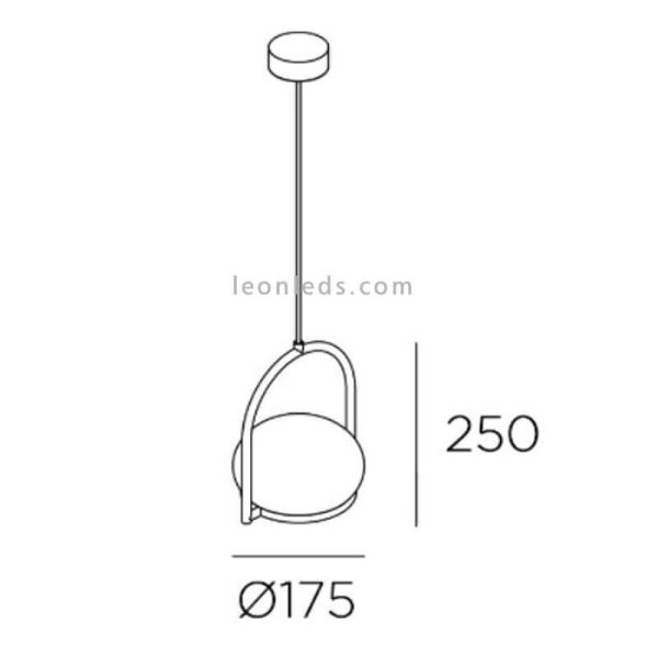 Lámpara colgante de metal con esfera moldeada blanca Coco E14 | LeónLeds Iluminación | Lámpara 1 luz medidas