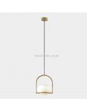 Lámpara colgante de metal con esfera moldeada blanca Coco E14 | LeónLeds Iluminación | Lámpara dorada