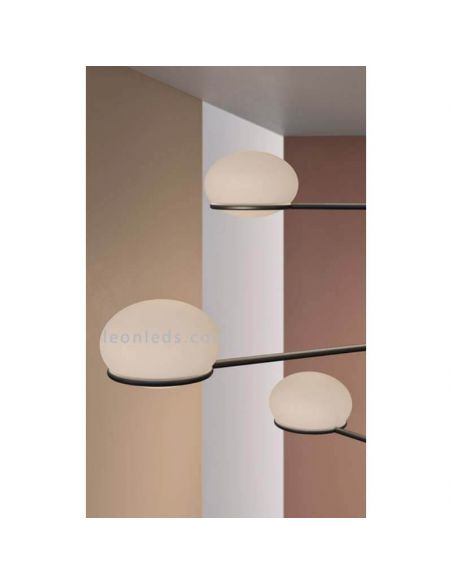 Suspensão de metal Coco E14 esfera moldada branca | LeónIluminação Leds | Lâmpada 6 luzes sala de estar