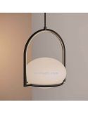 Coco E14 suspension en métal moulé sphère blanc | Éclairage LeónLeds | lampe en acier noir