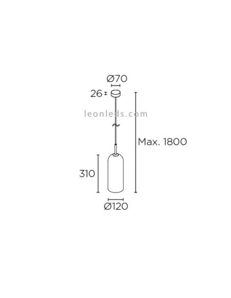 Dimensões E14 Suspensão Glam com abajur de 31 cm branco ou fumê