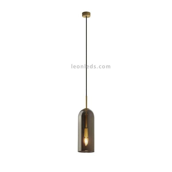 Lámpara colgante E14 Glam con pantalla  de 31cm fumé