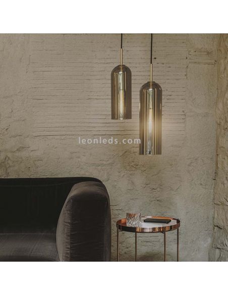 Lámpara colgante Glam grande con pantalla de 38,5cm fumé LEDSC4 ambiente