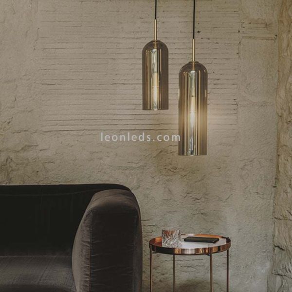 Lámpara colgante Glam grande con pantalla de 38,5cm fumé LEDSC4 ambiente
