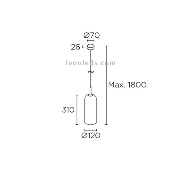 Dimensions Grande suspension Glam avec un abat-jour blanc ou fumé de 38,5 cm