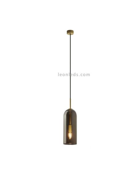 Grande suspension Glam avec un abat-jour fumé de 38,5 cm