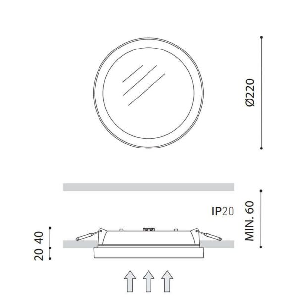 Medidas del downlight Sram Prismatic de Arkoslight | LeonLeds