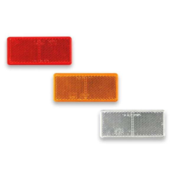 Adhésif rectangulaire catadioptrique blanc ambre rouge réfléchissant homologué | LeonLeds