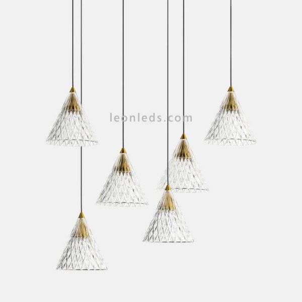Lámpara colgante LED estilo clásico Veneto Surfaced  | LeónLeds Iluminación | Seis pantallas