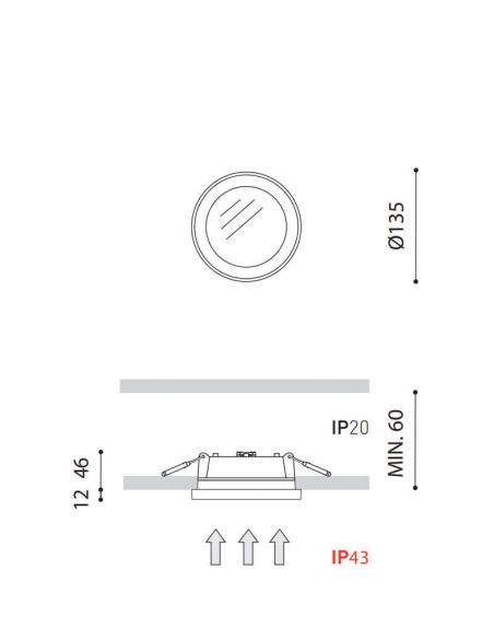 Medidas del downlight LED Stram Mini Prismatic de Arkoslight | Leonleds