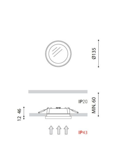 Medições do downlight Stram Mini Prismatic LED Arkoslight 10W | leonleds