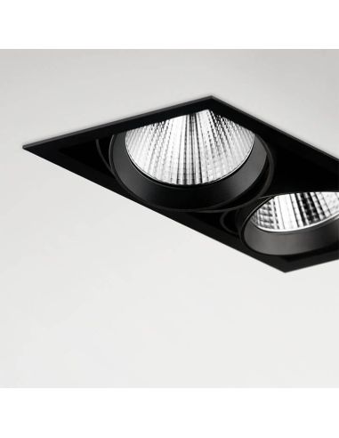 Détail du projecteur double LED noir Arkoslight Hubble Double | LeonLeds