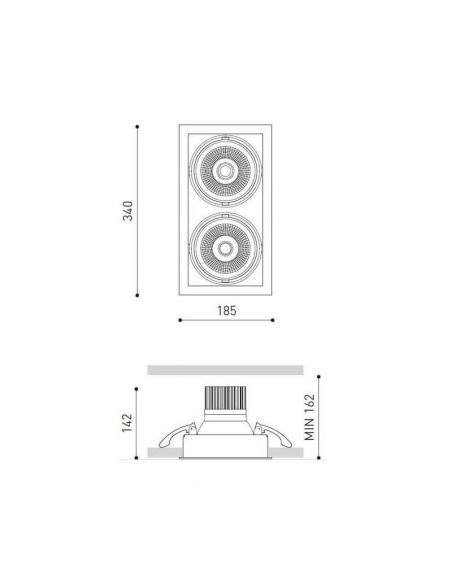 Dimensiones del foco LED doble Hubble Double de Arkoslight | LeónLeds