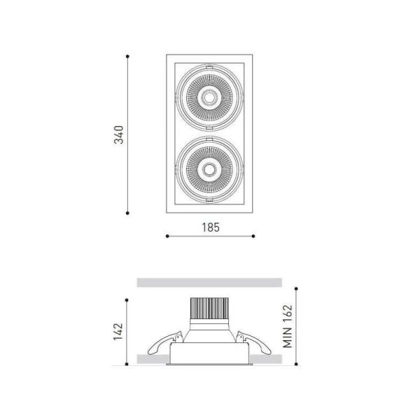 Dimensiones del foco LED doble Hubble Double de Arkoslight | LeónLeds