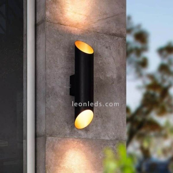 Aplique LED de pared exterior | Aplique LED Agolada Negro foto de ambiente Eglo | LeonLeds