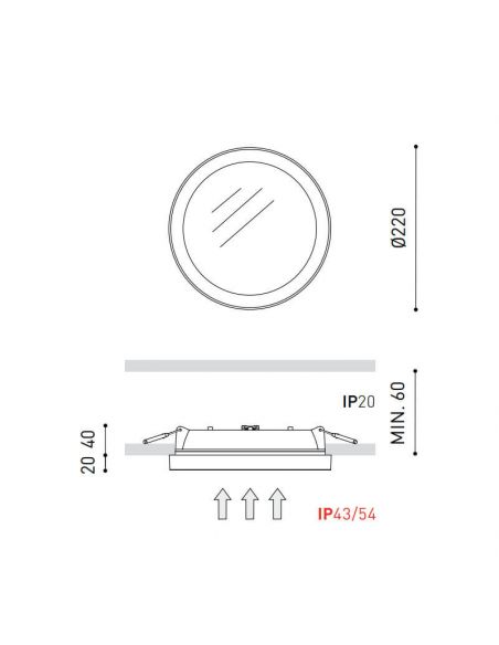 Medidas del downlight Stram de Arkoslight 22W | Leonleds
