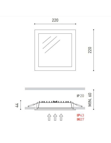 Dimensions de l'encastré LED Madison | LeonLeds