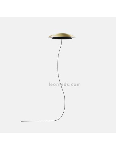 Lámpara colgante de pie LED con doble pantalla metálica Noway | León Leds Iluminación | lámpara colgante dorada