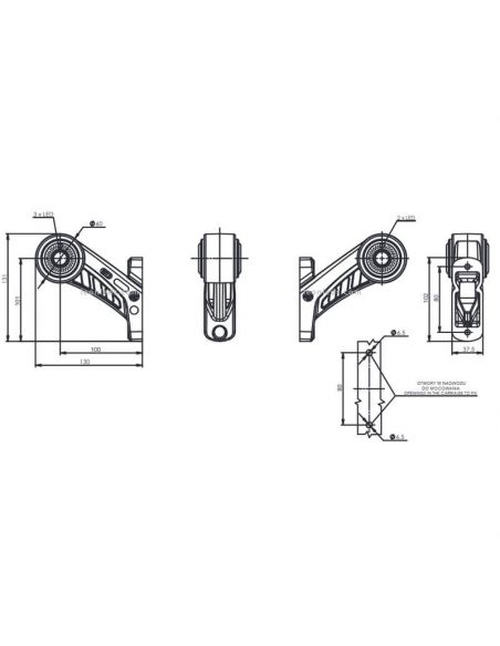 Dimensiones Cuerno corto con aro LED con luz Delantera, Roja y Ambar 12V/24V Was 625BC | LeonLeds