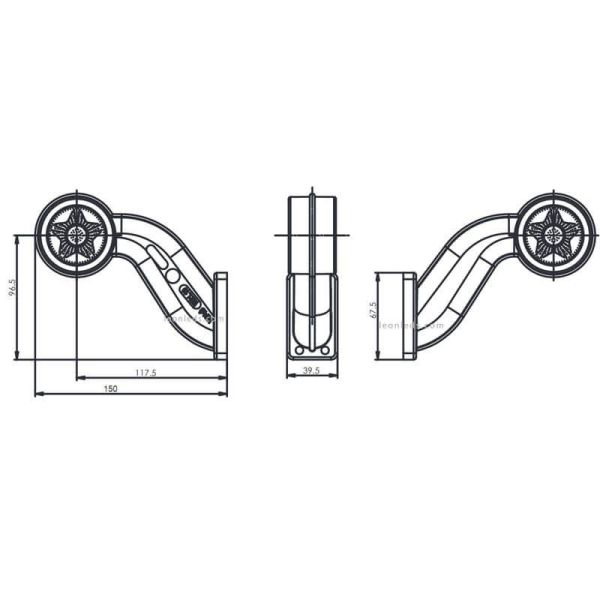 Dimensions Avertisseur LED incurvé 12V-24V Lumière Rouge et Blanche 880 Was | leonleds