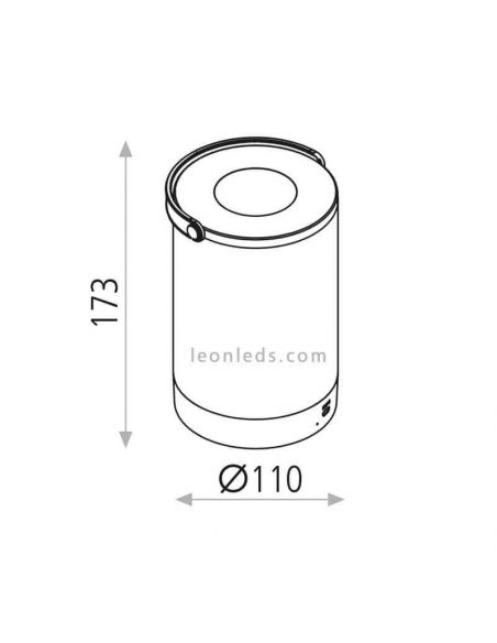 Lámpara de sobremesa portátil de LED 4000K con batería Keke dimensiones lámpara ACB Iluminación | LeonLeds Iluminación