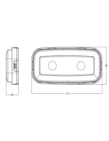 Dimensions du petit feu arrière multifonction à LED avec feu stop, feu de position arrière et feu clignotant 1481 R S1 2A | leon
