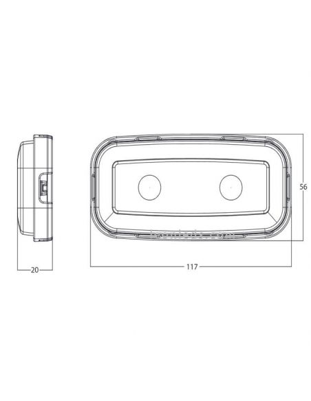 Dimensions du petit feu arrière multifonction à LED avec feu stop, feu de position arrière et feu clignotant 1481 R S1 2A | leon