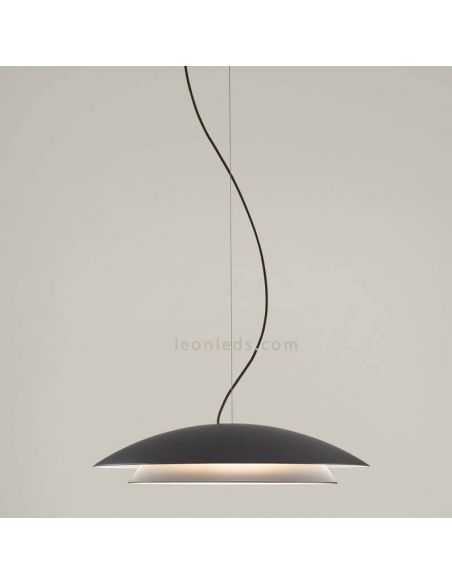 Lámpara LED colgante doble pantalla metálica y dos tamaños Noway | LeónLeds Iluminación | Negra grande
