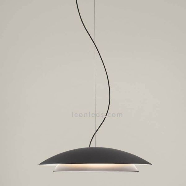 Lámpara LED colgante doble pantalla metálica y dos tamaños Noway | LeónLeds Iluminación | Negra grande