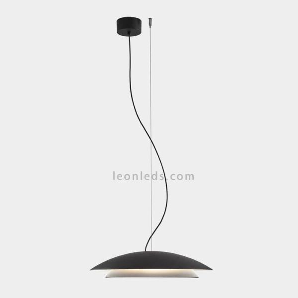 Lámpara LED colgante doble pantalla metálica y dos tamaños Noway | LeónLeds Iluminación | Negra grande